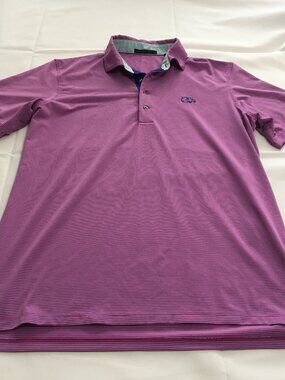 Greyson Clothiers Men's Pink Striped Performance Golf Polo Shirt Size Large Wolf